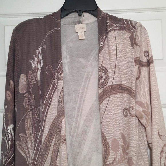 Chico's 2 Large Multi Purple Longsleeve Long Length Cardigan - Picture 3 of 7